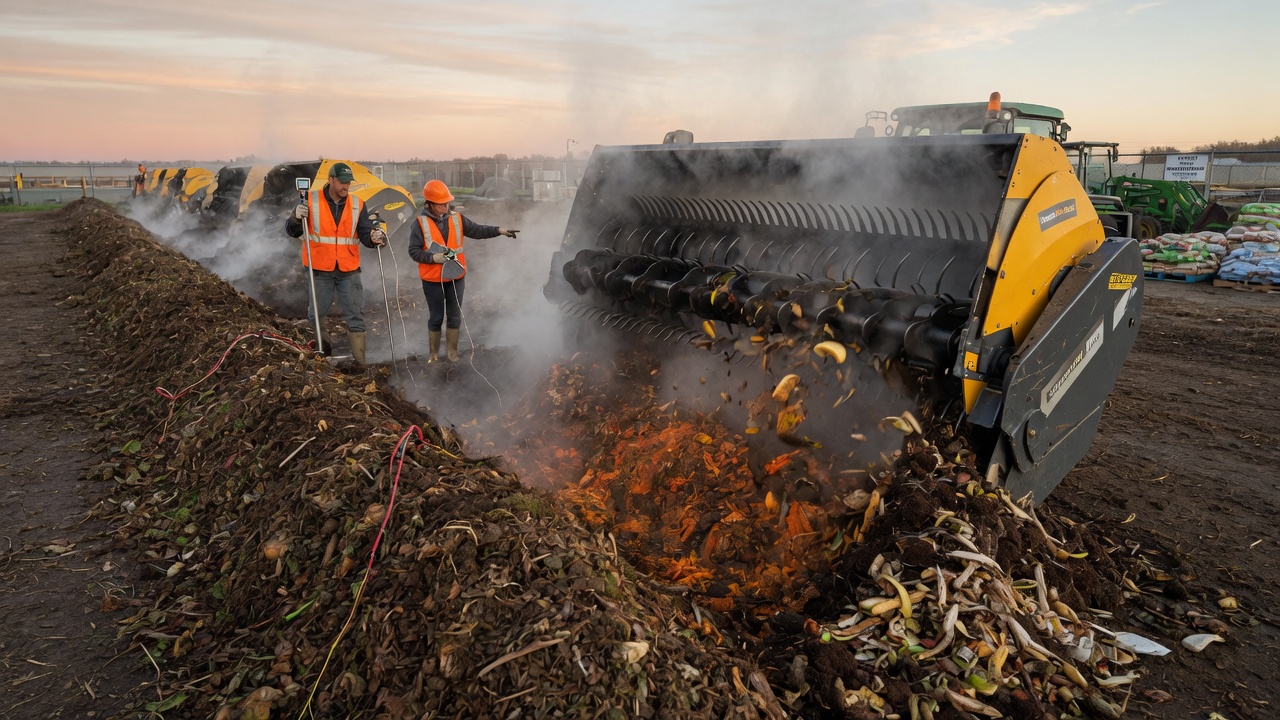 Compost turning process